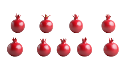 Pack Pomegranate Fruit Set on Transparent Background for Food, Nutrition, and Market Use