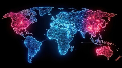 world map Artificial Intelligence and Machine Learning World map with holographic projections of human brains and digital data, representing the future of AI and human machine interaction.
