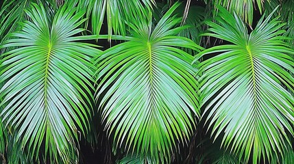 Fototapeta premium Lush green palm fronds, tropical foliage