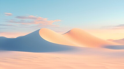 Elegant desert landscape with serene sand dunes under a pastel sky at dusk