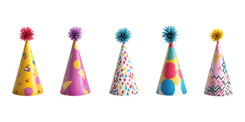 Pack Party Hat Set on Transparent Background for Celebrations, Events, and Fun Illustrations