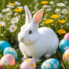 easter bunny with easter eggs