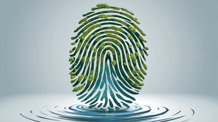 Nature-Inspired Fingerprint Design with Greenery and Water AI Generated