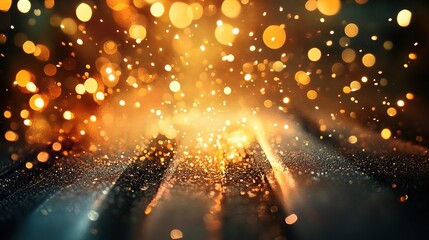 Fototapeta premium Powerful Laser Cutting Through Metal with Sparks Flying High