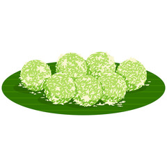 Klepon Sweet Glutinous Flour Cake Traditional Food Illustration