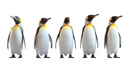 Fototapeta premium Pack Penguin Set on Transparent Background for Wildlife, Arctic, and Nature Illustrations