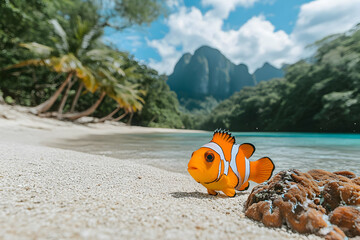 Obraz premium Clownfish On Tropical Sandy Beach