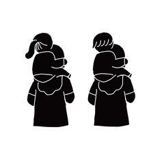 好きなアーティストを応援する肩車のお父さんと息子とプラカードを持ったお母さんのベクターイラスト