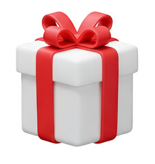 Isolated Gift With Red Ribbon