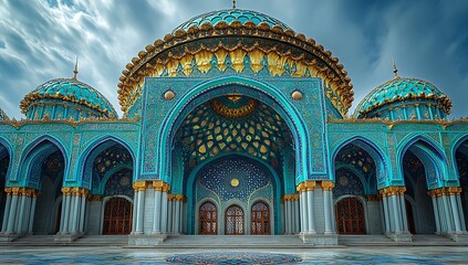 Obraz premium Majestic Blue and Gold Domed Architecture with Intricate Patterns