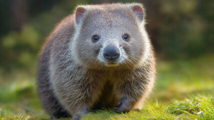 Obraz premium Furry wombat portrait with detailed facial expression 