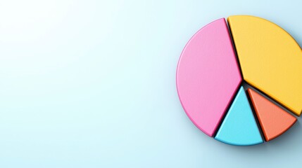 Fototapeta premium Pastel Pie Chart Data Visualization on Light Blue Background