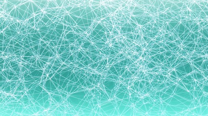Fototapeta premium geometric pattern of interconnected neural nodes, with smooth transitions of color from teal to white, visually symbolizing the flow of data through an AI-driven network system. [Color pattern]:[Neura