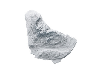 Barbados Map Gray And Shaded Relief Textured Map 3D Illustration