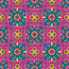 Seamless geometrical pattern with abstract ornament and little rhombuses