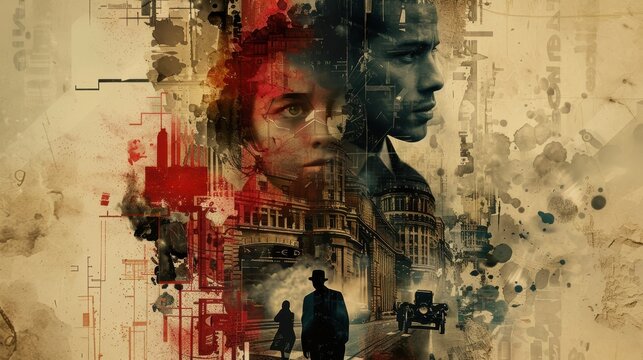 Design a collage-style movie poster for a time-travel film, blending images from different historical eras