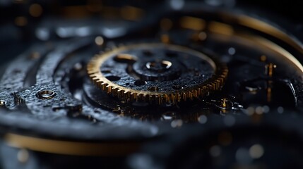 Intricate Close-Up of Industrial Cogwheel System in Motion