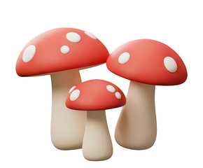 3D Red Mushrooms Autumn