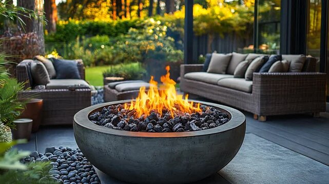 Modern Outdoor Fire Pit Patio Relaxation