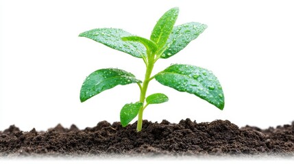 A young sprouting plant emerging from the ground, depicted against a white background.
