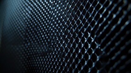 Obraz premium Abstract black metal grid background featuring a black metal mesh fence.