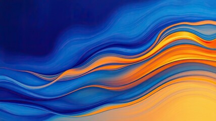 Abstract Blue Orange Swirling Waves Background Texture
