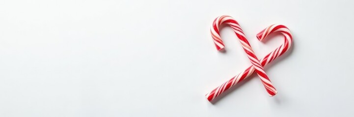 Red striped candy cane stick on white background, holiday, colorful