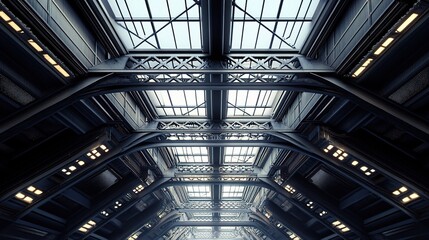 Massive Steel Beams Supporting an Industrial Warehouse Structure