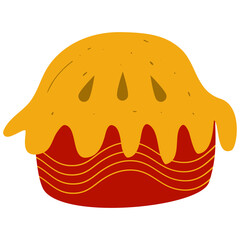 Pie cake on a white background