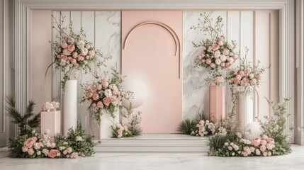 Elegant Pink Floral Wedding Backdrop Design