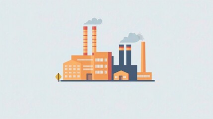 Minimalist Icon of an Industrial Building in Soft Colors and Design
