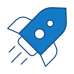 Rocket Blue Icon. Digital Marketing Icon Editable Stroke Vector Illustration