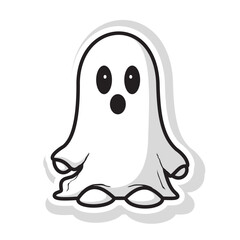 cute ghost creation kit, flat design vector for halloween, cute ghost vector, sticker, clipart, in white background