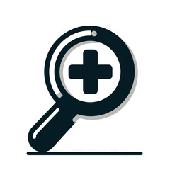 Fototapeta premium Magnifying glass icon with prominent plus sign for zooming and enhancement concept on a transparent background