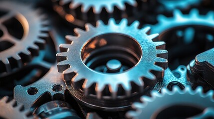 Close-up of Industrial Gears and Wheels in an Artistic Background