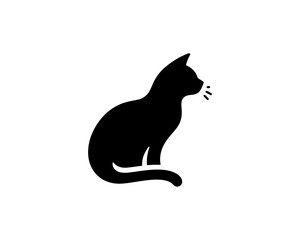 Cat silhouette logo. Black cat flat style. Cat icon logo design template. Vector illustration. Animal logotype concept. 