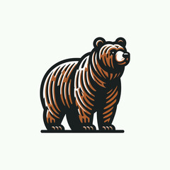 Obraz premium Illustration of a bear in nature, a symbol of strength, in a colourful vector graphic art style on a transparent, isolated clipart background in vector format, vibrant and powerful.