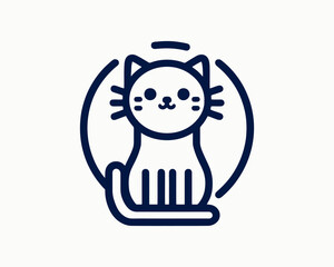Cartoon cat logo design icon symbol vector template. Silhouette cat illustration