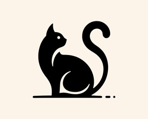 Cat silhouette logo. Black cat flat style. Cat icon logo design template. Vector illustration. Animal logotype concept. 