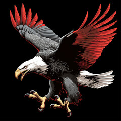 Eagle with wings spread wide, featuring a sharp and fierce design, symbolizing strength, power, and determination.  Generative by Ai