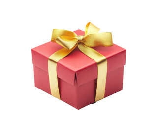 Fototapeta premium Isolated Red Gift Box with Golden Ribbon and Bow
