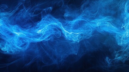 Obraz premium Blue smoke swirling with dynamic wave patterns, creating a fluid and mesmerizing visual effect that evokes a sense of movement and elegance.