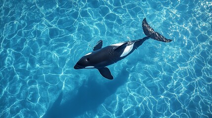 Obraz premium Magnificent orca gracefully swimming in crystalline turquoise water