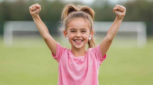 Adaptive Sports for Kids, Happy Girl Celebrating Success in Adaptive Sports Activities Outdoors