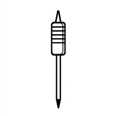 Fototapeta premium Grounding rod black vector line icon, sharp depiction symbolizing grounding devices used to protect electrical circuits from power surges on a white backdrop.
