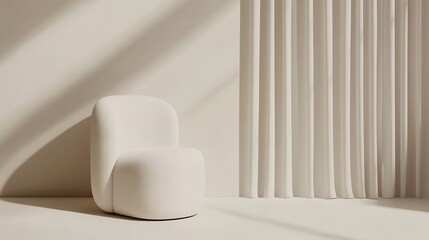 Modern Minimalist Armchair Beige Fabric Design Room Interior home calm cozy sofa seat soft