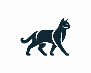 Cat silhouette logo. Black cat flat style. Cat icon logo design template. Vector illustration. Animal logotype concept. 