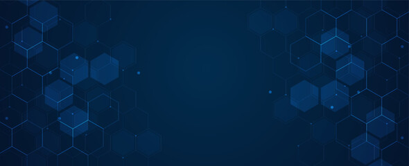 Digital technology background. Abstract hexagons background with lines and dots. Design for science, medicine or technology