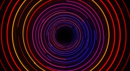Fototapeta premium Vibrant Circular Light Trails Creating an Abstract Tunnel Effect