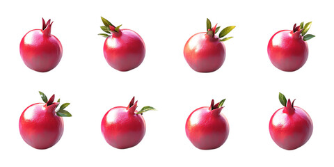 Pack Pomegranate Fruit Set on Transparent Background for Food, Nutrition, and Market Use